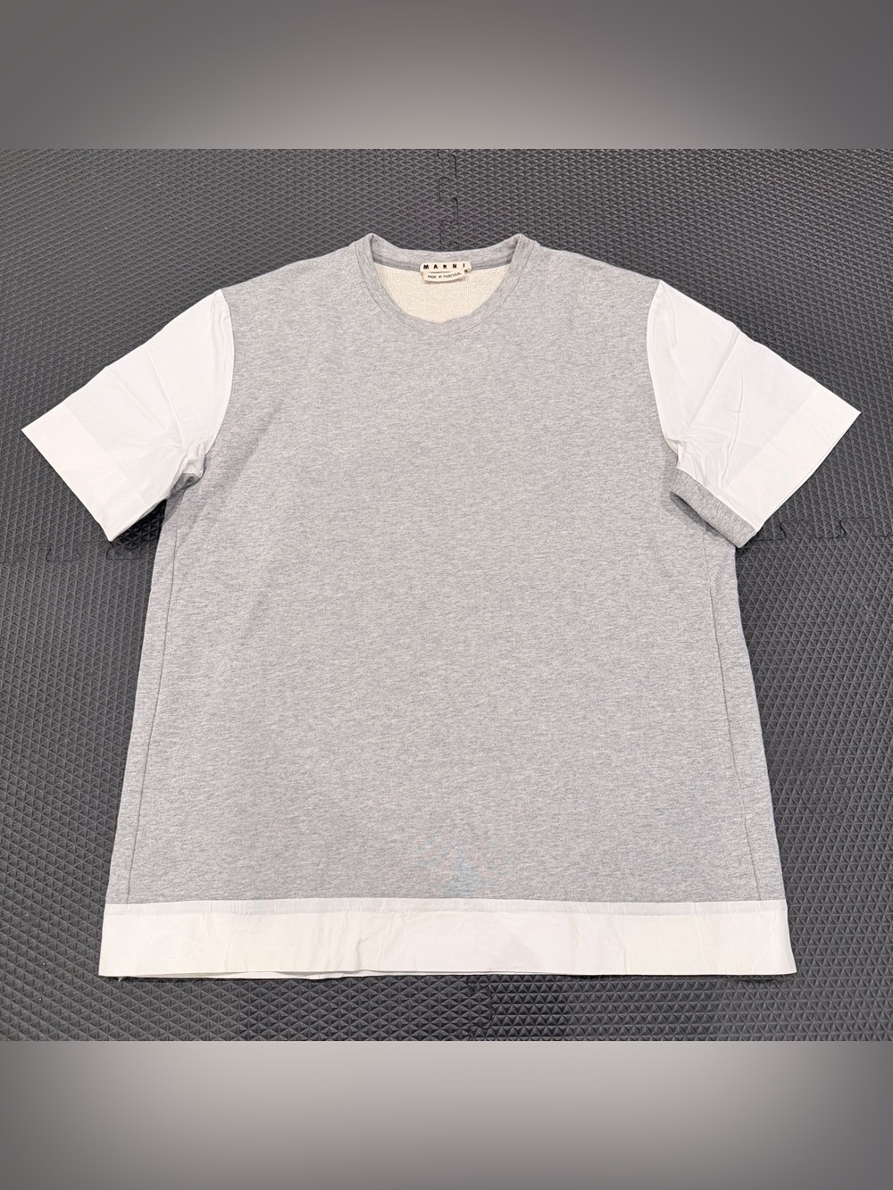 Marni Men’s 54 XL Gray White Colorblock Short Sleeve Sweatshirt Portugal